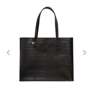 Béis Black Crocodile Large Work Tote